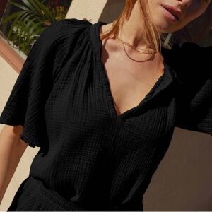 Nation Slubbed Cotton Gauze Lightweight Sable Top